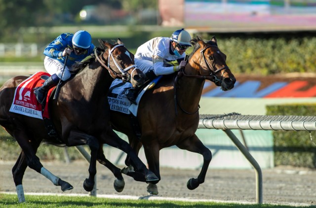 Competición en el hipódromo de Santa Anita, California